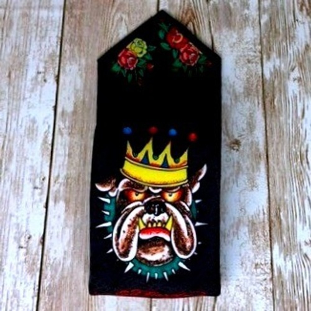 NWT Vintage Ed Hardy By Christian Audigier King Bulldog Silk Necktie Tattoo Art